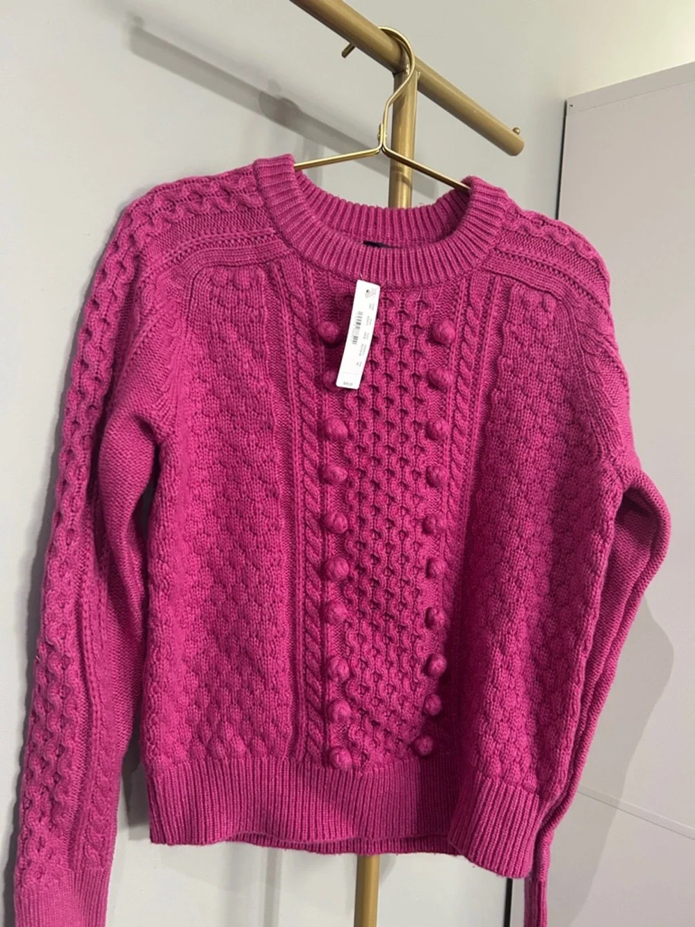 J. Crew Pink Cable Knit Crewneck Sweater - Picture 3 of 6